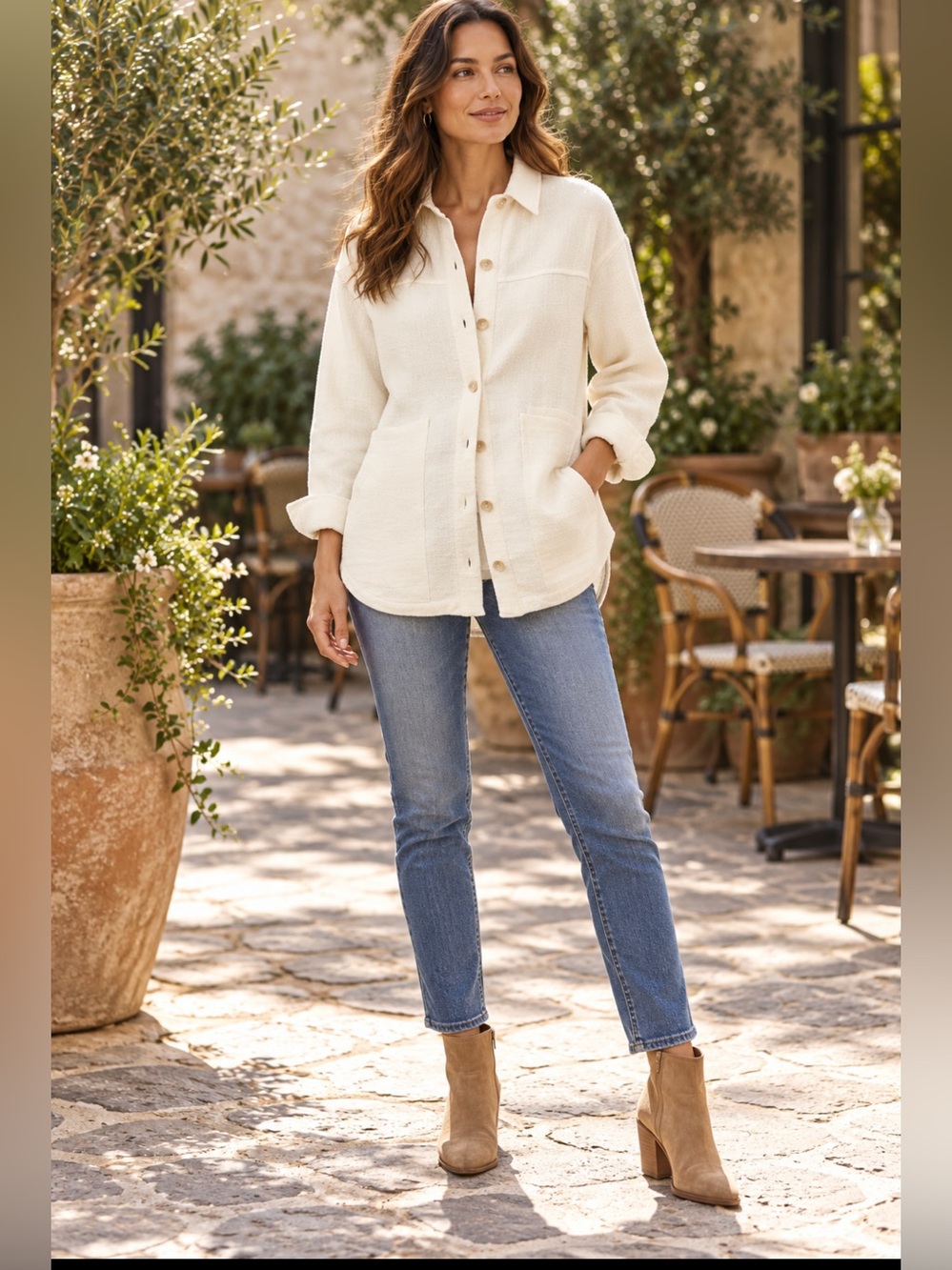 Joe Fresh Cream Button-Up Utility Jacket